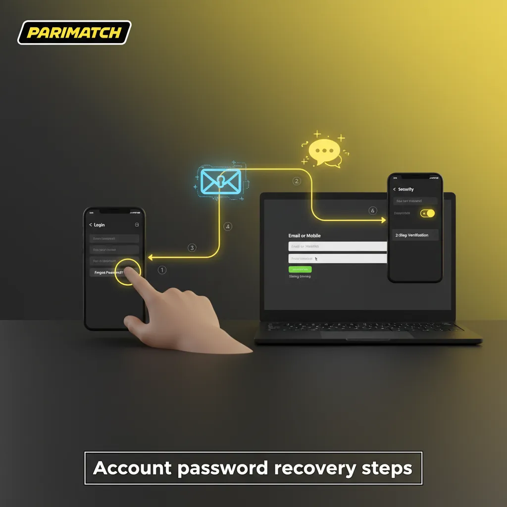 Guide to password recovery: open Forgot Password, enter email or phone, verify code, set new password, sign in, update 2FA.