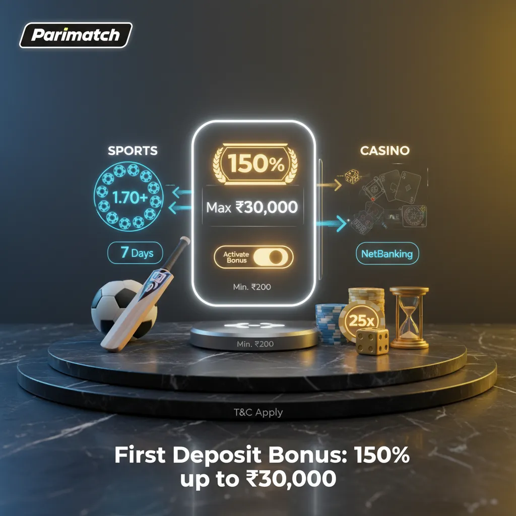First Deposit Bonus 150% up to ₹30,000 in India. Choose Sports or Casino. Min ₹200. 7-day wagering.
