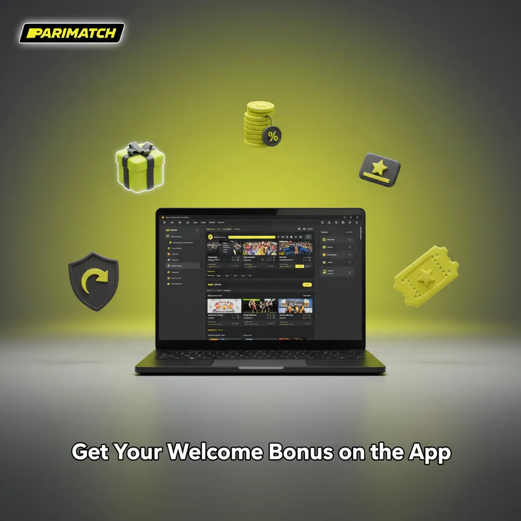 Parimatch app with Welcome Bonus and steps: download, sign in, select offer, deposit INR 200.